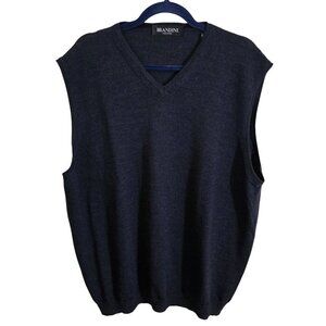 Brandini Made In Italy Extra Fine Merino Wool Navy V Neck Sweater Vest Size XL